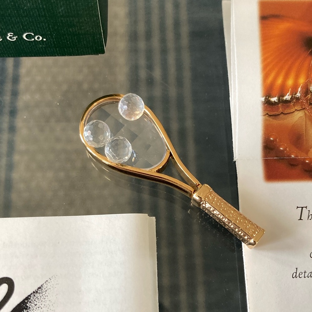 Swarovski Crystal Tennis Racket with Gold Accents
